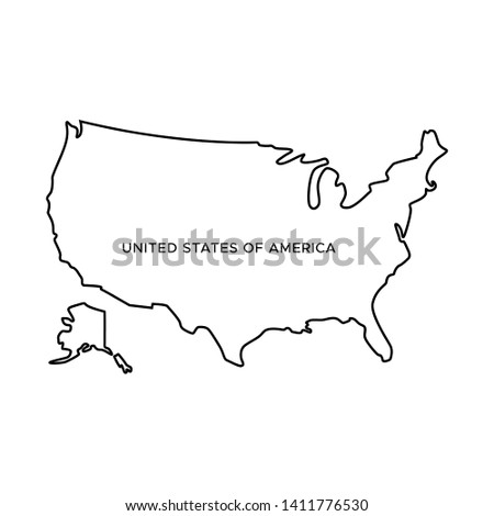 Outline Map of United States of America Vector Design Template. Editable Stroke