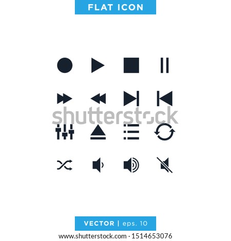 Media Player Icons Vector Design Template