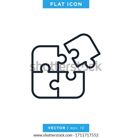 Puzzle Icon Vector Logo Design Template. Editable Stroke