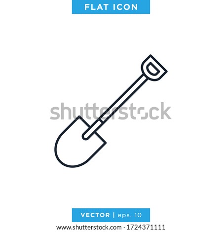 Shovel Icon Vector Design Template. Editable Stroke