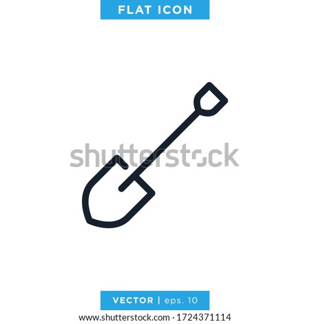 Shovel Icon Vector Design Template. Editable Stroke