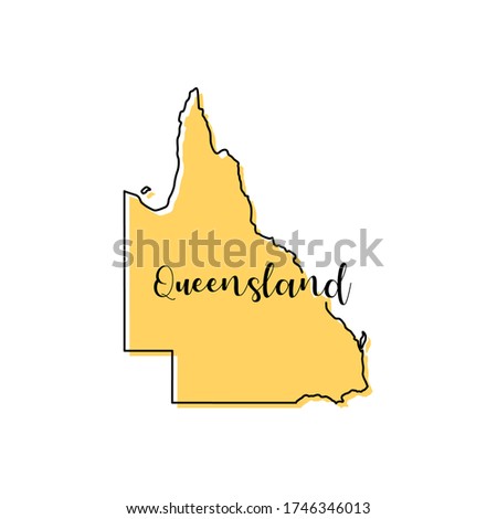 Map of Queensland - Australia vector design template. Editable Stroke
