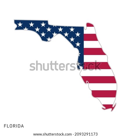 Map of Florida with USA flag vector illustration design template.