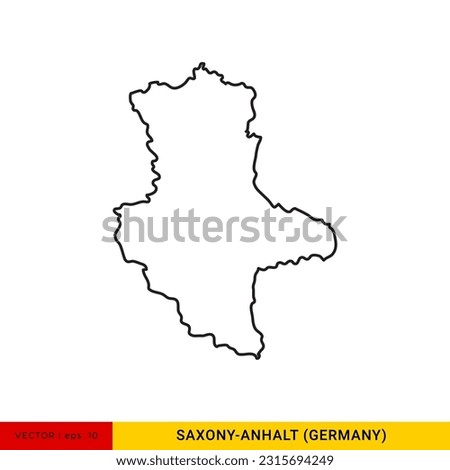 Outline Map of Saxony-Anhalt - State of Germany Vector Illustration Design Template. Editable Stroke.