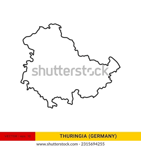 Outline Map of Thuringia - State of Germany Vector Illustration Design Template. Editable Stroke.