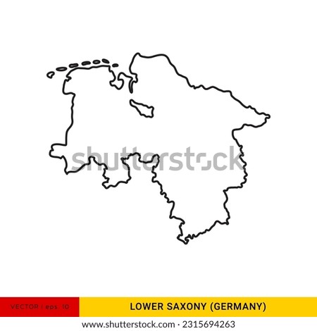 Outline Map of Lower Saxony - State of Germany Vector Illustration Design Template. Editable Stroke.