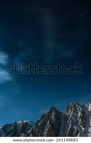 Starry night sky over the mountains of Kyrgyzstan