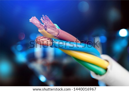 Electric screened cable with many wires isolated on grey Сток-фото © 