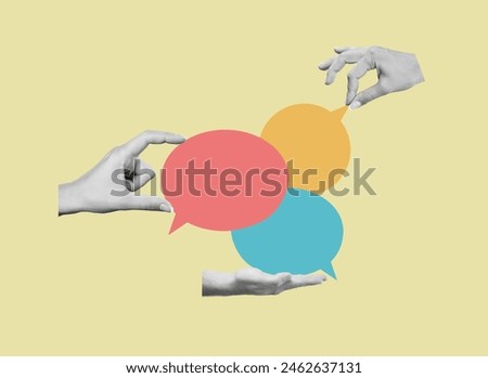 Similar – Image, Stock Photo Hand holding speech bubble with thank you