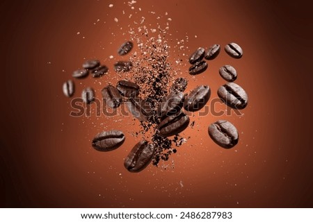 Image, Stock Photo Roasted coffee beans background black Set or collection.