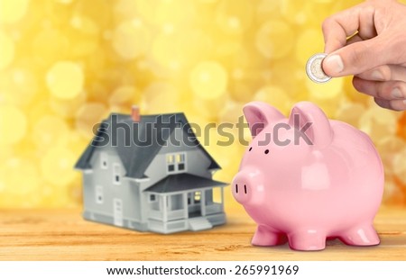 Piggy Bank, Savings, House.