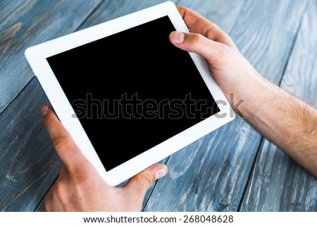 Tablet, hand, display.