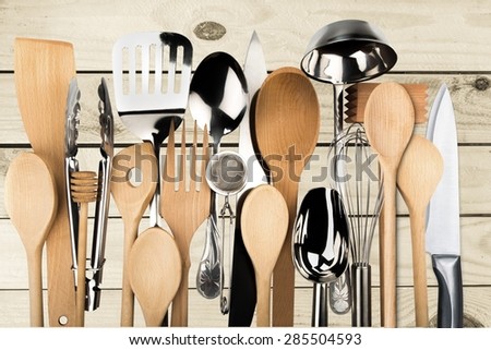 Kitchen Utensil, Cooking Utensil, Wooden Spoon.