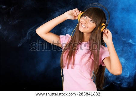 Music, Headphones, Women.