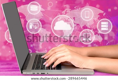 Laptop, Human Hand, Typing.