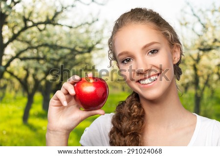 Smiling, Apple, Food.