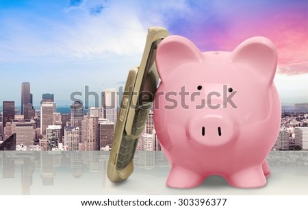 Piggy Bank, Mobile Phone, Telephone.