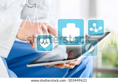 Doctor with tablet, health, doctor.