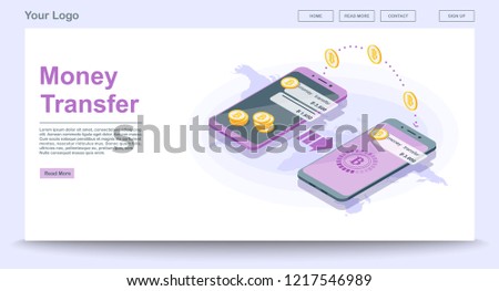 Money Transfer Landing Page Website Vector Template Stock