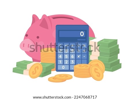 Control personal finance semi flat color vector objects. Editable elements. Items on white. Budget optimization. Wealth growth simple cartoon style illustration for web graphic design and animation