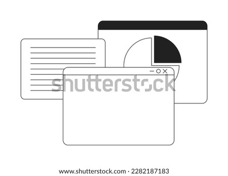 Open multiple webpages in browser monochrome flat vector icon. Management. Editable full sized black and white elements. Simple thin line art spot illustration for web graphic design and animation