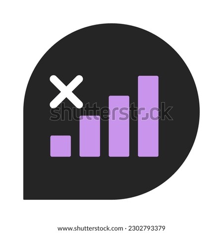 No cellular connection bubble flat line color isolated vector icon. Dead zone. Lost phone signal. Editable clip art element on white background. Simple outline cartoon spot illustration for web design