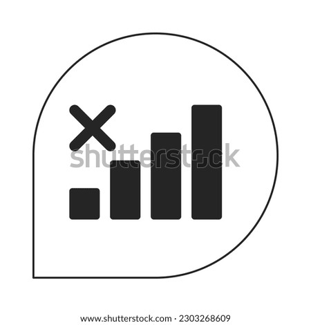 No cellular connection bubble flat monochrome isolated vector icon. Dead zone. Lost phone signal. Editable black and white line art drawing. Simple outline spot illustration for web graphic design
