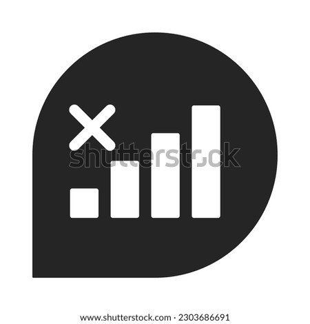 No phone signal flat monochrome isolated vector icon. Lose cell service on smartphone. Dead zone. Editable black and white line art drawing. Simple outline spot illustration for web graphic design