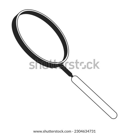 Left pointing magnifying glass flat monochrome isolated vector object. Tilted left loupe instrument. Editable black and white line art drawing. Simple outline spot illustration for web graphic design