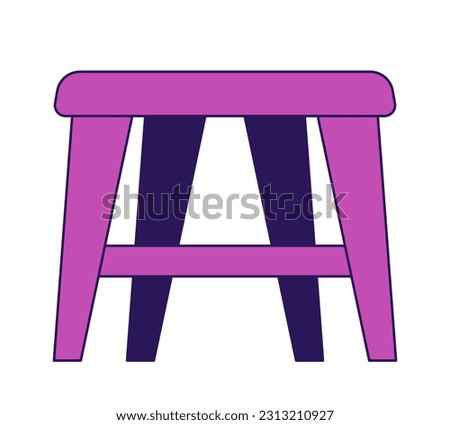Stool seat flat vector cartoon icon. Seating furniture. Home interior decor. Editorial, magazine spot illustration. Colorful object isolated on white. Editable 2D simple drawing, graphic design