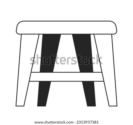Stool seat line art vector cartoon icon. Home decor furniture. Editorial, magazine spot illustration black and white. Outline object isolated on white. Editable 2D simple drawing, graphic design