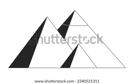 Pyramids in Egypt flat monochrome isolated vector object. Tourist attraction Egypt. Destination. Editable black and white line art drawing. Simple outline spot illustration for web graphic design