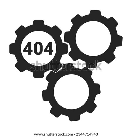 Gears cogwheels black white error 404 flash message. Failure malfunction. Configurations. Monochrome empty state ui design. Page not found popup cartoon image. Vector flat outline illustration concept