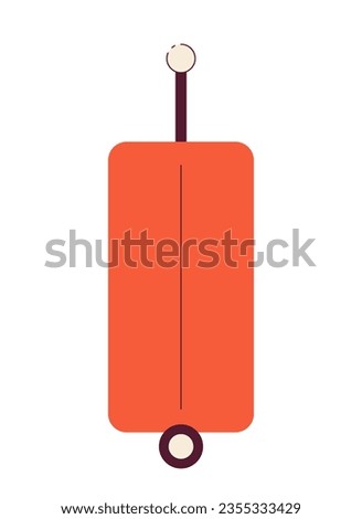 Suitcase on wheels semi flat colour vector object. Rolling luggage bag. Editable cartoon clip art icon on white background. Simple spot illustration for web graphic design