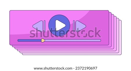 Retro 90s audio playback flat line color isolated vector object. Music app playlist. Audio player. Editable clip art image on white background. Simple outline cartoon spot illustration for web design