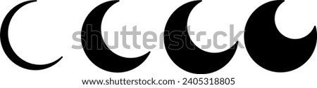 crescent moon icon set, crescent symbol vector