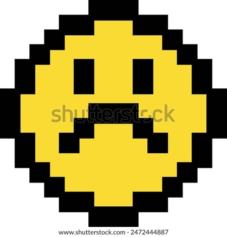 pixel art emoticon icon, smile pixel emoji, 8bit style emoticon