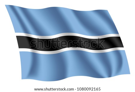 Botswana flag. Isolated national flag of Botswana. Waving flag of the Republic of Botswana. Fluttering textile flag.