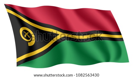 Vanuatu flag. Isolated national flag of Vanuatu. Waving flag of the Republic of Vanuatu. Fluttering textile vanuatu flag.