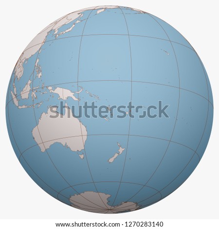 Vanuatu on the globe. Earth hemisphere centered at the location of the Republic of Vanuatu. Vanuatu map.