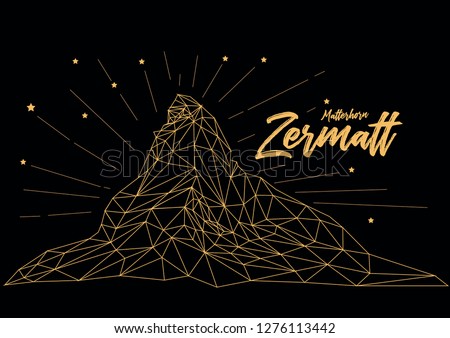 Sparkle wireframe lowpoly vector of matterhorn mountain Switzerland