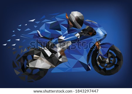 Polygonal vector illustration Sport superbike motorcycle.