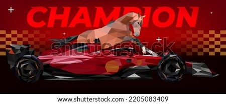 Red Formula One Polygon Vector Banner Background 