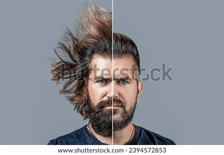 Similar – Image, Stock Photo Portrait of a barber and his customer