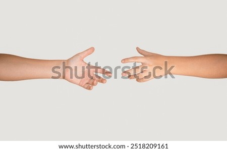 Similar – Image, Stock Photo Two small hands hold a large green object that seems to smile