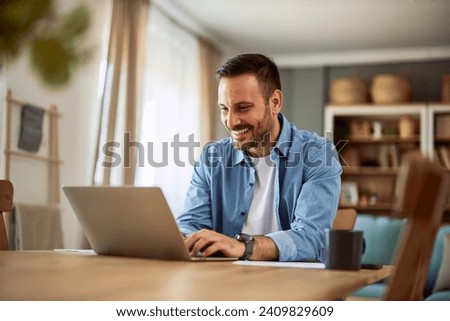 Similar – Image, Stock Photo A man and his dog on the beach in front of the industrial plants in the background