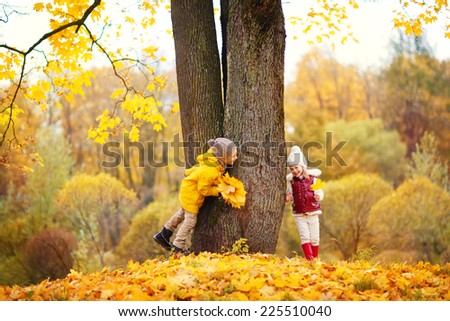 Similar – Image, Stock Photo Walking between tree + bark