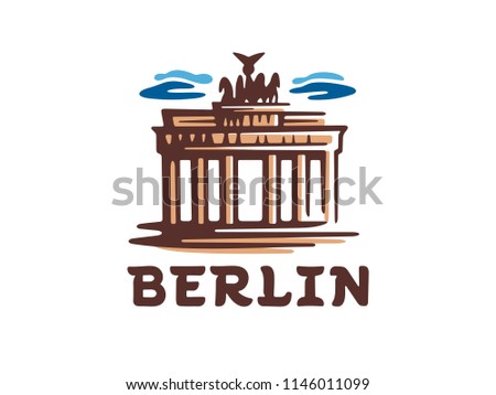 Vector logo of Berlin. Vector illustration of the Brandenburg gate.
