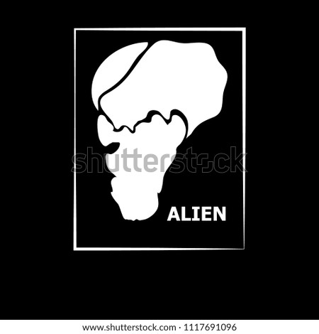 Abstract, black logo of evil alien, monster. Skull design. Modern style. Car sticker. Vector illustration.