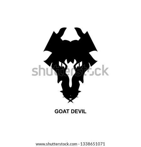 Goat animal devil death logo icon sign Hand drawn Abstract silhouette Sinister style satanic design mystical tattoo Fashion print clothes apparel greeting invitation card banner poster badge flyer